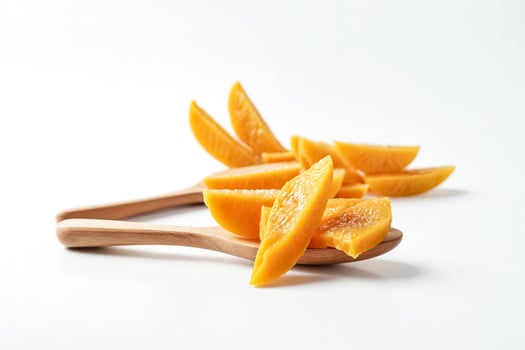 Slices of Peach on a Wooden Spoon photo
