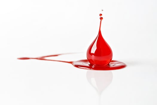 Red Water Drop Splashing on White Background photo