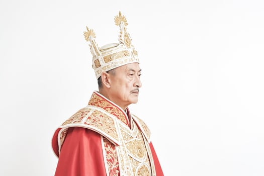 Asian man wearing traditional robes and crown photo