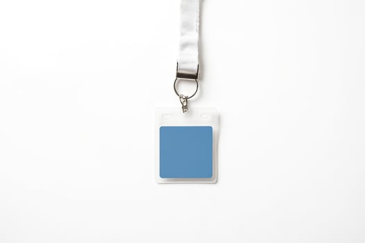 Blank White Lanyard with Blue ID Card Holder photo