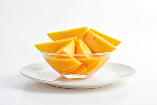 Mango Slices in Glass Bowl photo