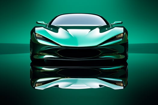 The futuristic a green sports car on a green background photo