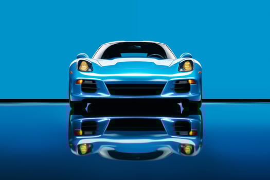 The futuristic a blue sports car on a blue background photo