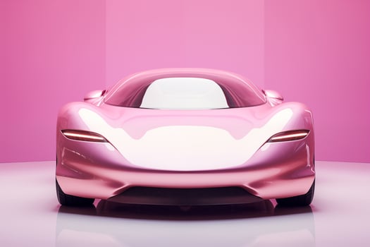 Pink sports car on a pink background photo