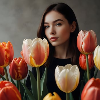 Beautiful tulip flower on a dark background tulips flower photo