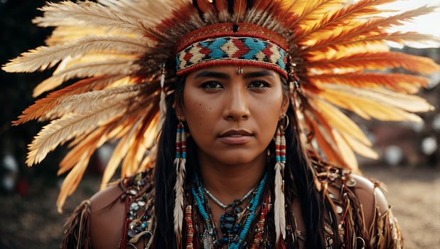 Native American Woman in Traditional Headdress photo