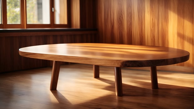 Wooden Table in Sunny Interior photo