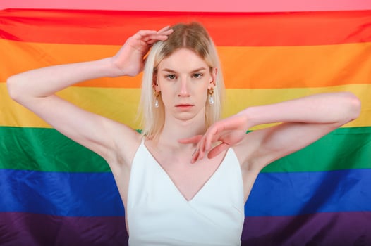 Young transsexual transgender woman. emotion concept. photo