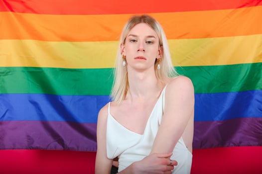 Young transsexual transgender woman. emotion concept. photo