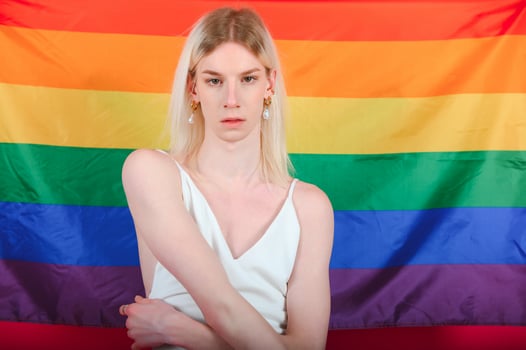 Young transsexual transgender woman. emotion concept. photo