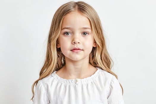 Portrait of a young girl with blonde hair and blue eyes photo