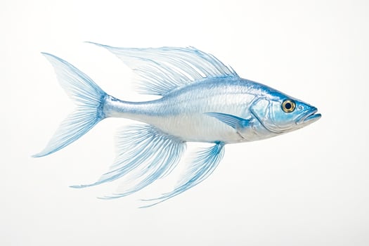 Blue Fish with Flowing Fins Isolated on White Background photo