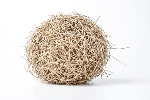 Close-up of a Round Bird's Nest Made of Twigs photo