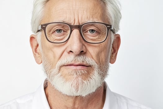 Portrait of a thoughtful senior man with glasses photo