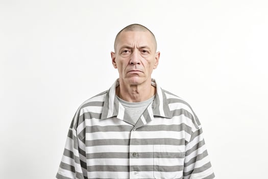 Serious Prisoner in Striped Uniform photo