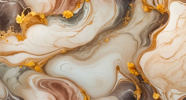 Abstract Swirls of Gold and Brown with Yellow Flowers photo