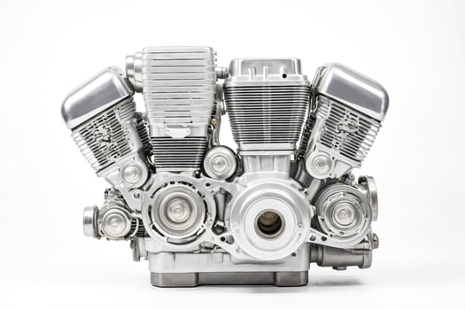 Shiny Silver Motorcycle Engine photo