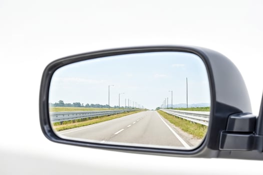 Empty Road in Rearview Mirror photo