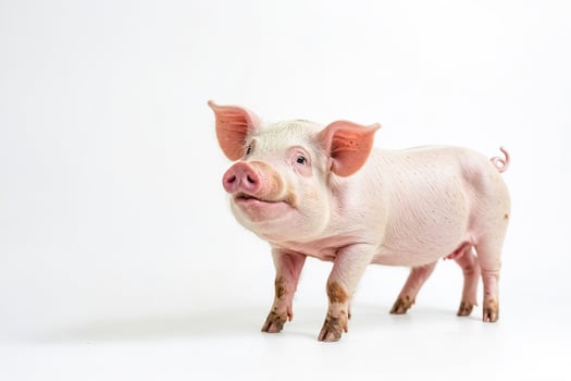 Cute Piglet Standing On White Background photo