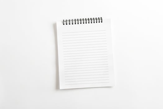 Blank Notebook with Lines on White Background photo