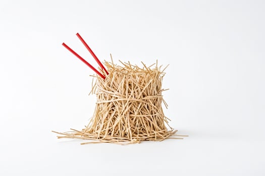 Straw Nest with Red Straws photo
