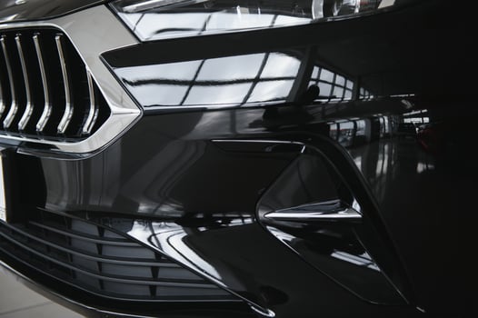 elements of the design of a modern car in a car showroom photo