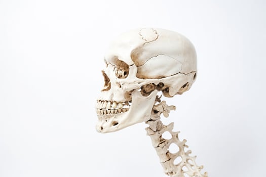 Human Skull and Spine on White Background photo