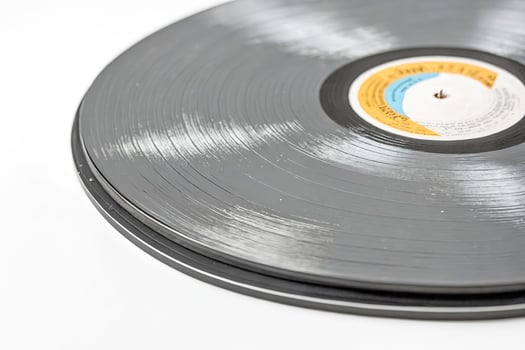 Close Up Of Vinyl Record On Turntable photo