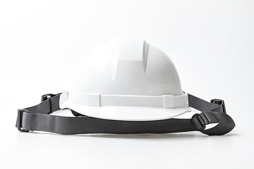 White Hard Hat with Chin Strap photo