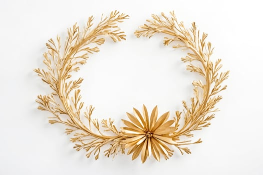 Golden Floral Wreath with a Flower in the Center photo