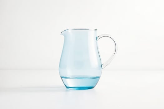 Blue Glass Pitcher with Water photo