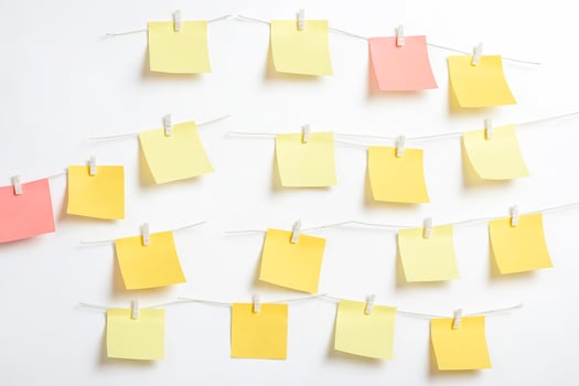 Blank Sticky Notes Hanging on a Clothesline photo