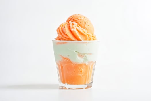 Peach and Mint Ice Cream in a Glass photo