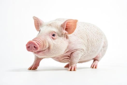 Cute Piglet Standing on White Background photo