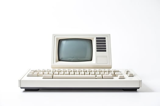 Vintage computer with blank screen photo