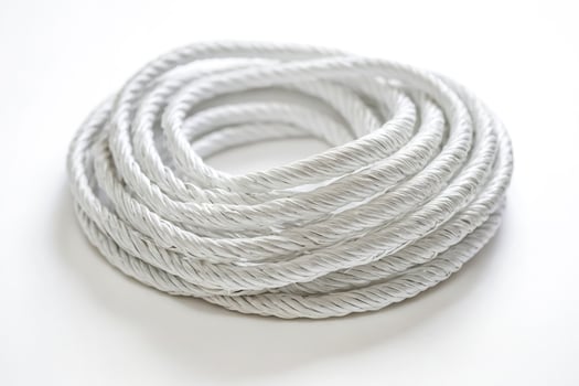 White Rope Coiled on White Background photo
