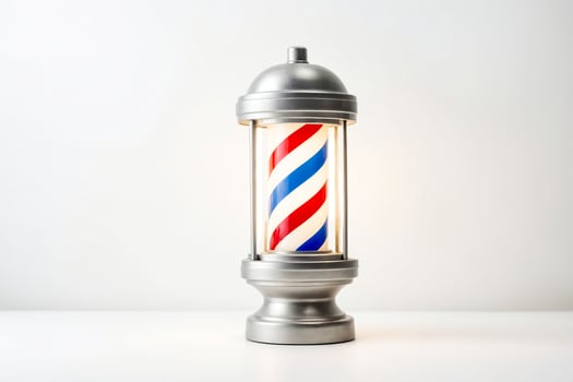 Classic Barbershop Pole Isolated On White Background photo