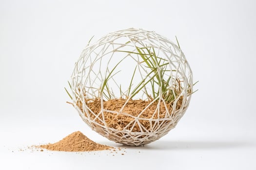 White Sphere with Grass and Soil photo