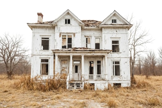 Abandoned White House in a Field photo