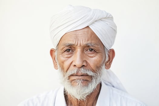 Portrait of a Senior Man Wearing a White Turban photo
