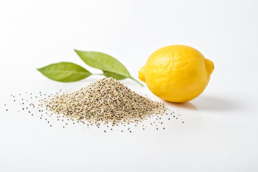 Lemon Seeds and Fruit on White Background photo