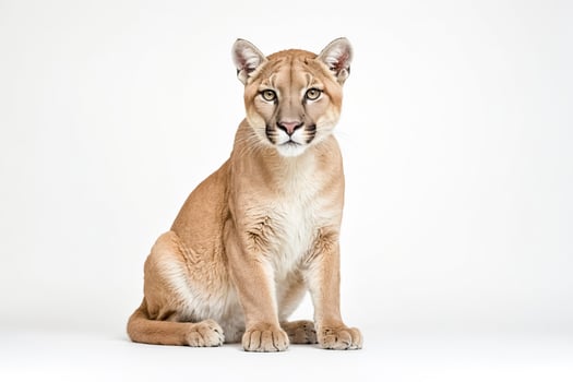 Cougar Sitting on White Background photo