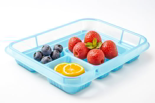 Fresh Fruit Snack Pack in Blue Container photo