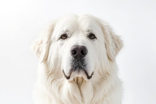 Close-up Portrait of a White Dog with Soft Fur photo