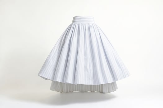 White striped skirt with pleated details photo