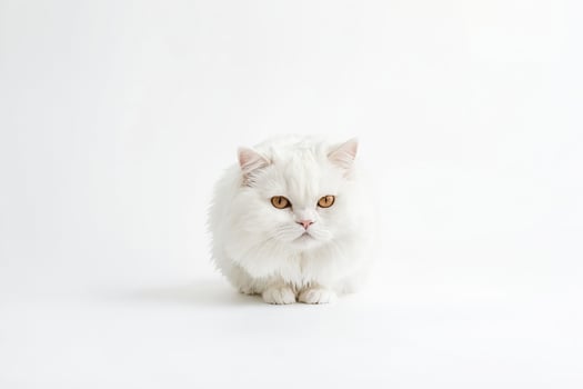 White Cat with Yellow Eyes Looking at Camera photo