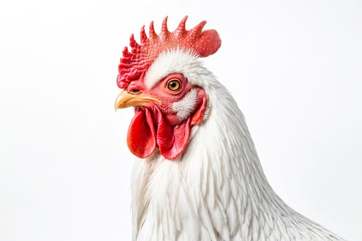Closeup of a White Rooster's Head and Neck photo
