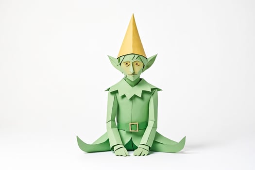 Paper Elf Sitting on a White Background photo