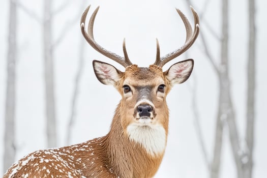 White-tailed Deer Buck in Winter Forest photo