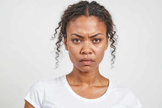 Portrait of a young woman looking annoyed photo